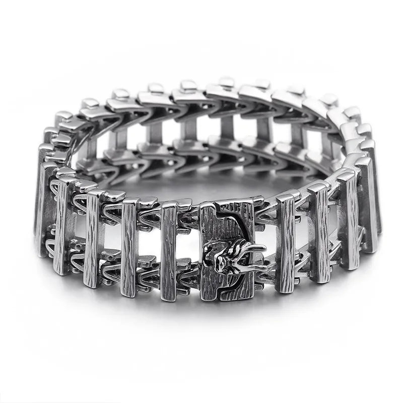 punk solid color titanium steel hollow out men's bracelets