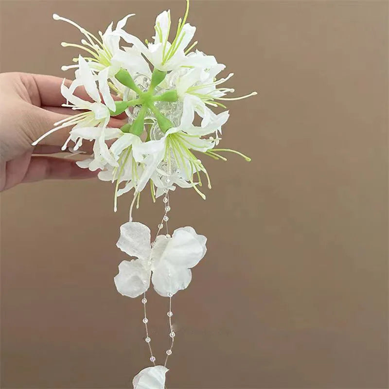 Super Fairy Artificial Flower Butterfly Flower Tassel Grip Female Sweet Style Unique and Exquisite Barrettes Ins All-Match Hair Accessories Fashion