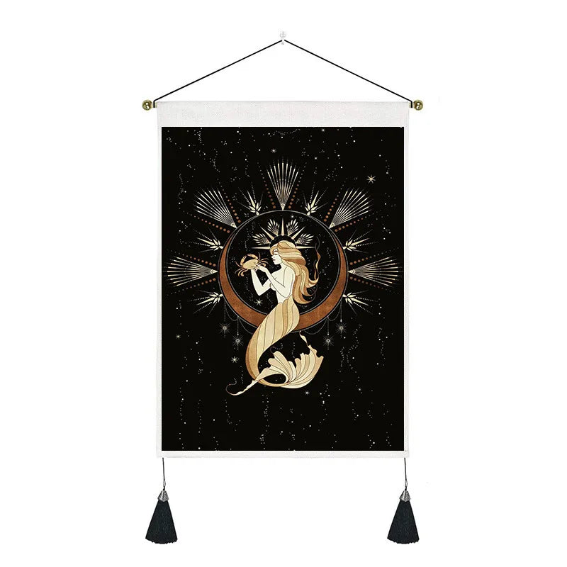 retro human starry sky moon polyester tapestry wall art