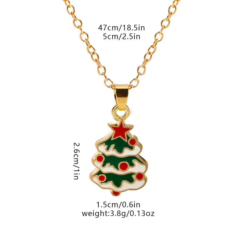 Christmas Elements Deer Santa Claus Alloy Pendant Necklace Christmas Socks Drop Oil Bell Pendant Best Friend Jewelry