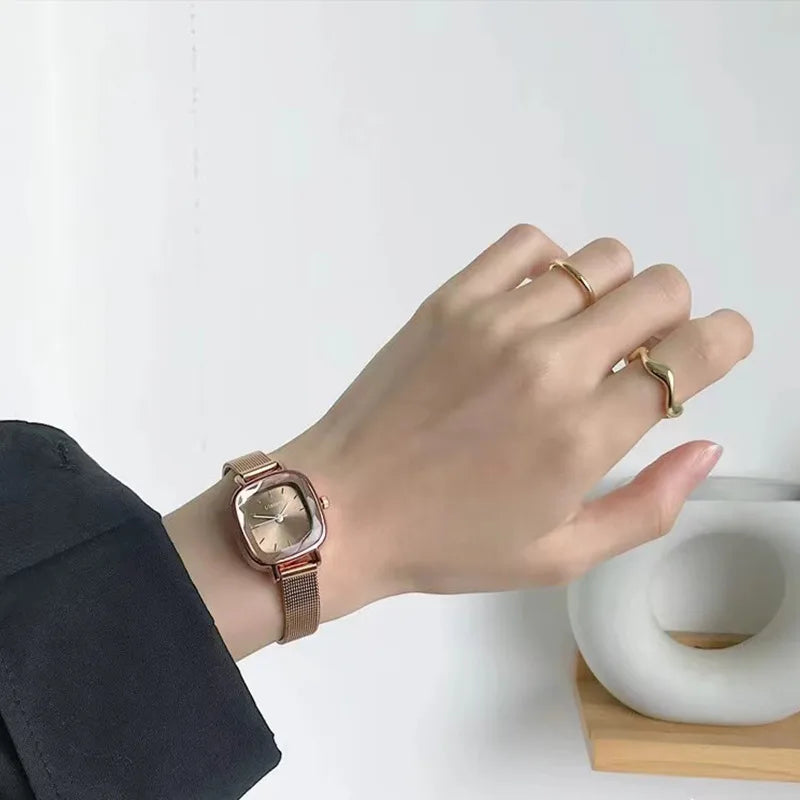 simple style commute solid color buckle quartz women's watches