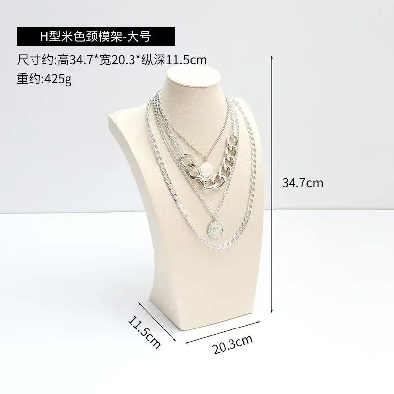 Modern Simplicity Jewelry Necklace Display Stand Counter Display Props Mannequin Pendant Holder Velvet Leather Material