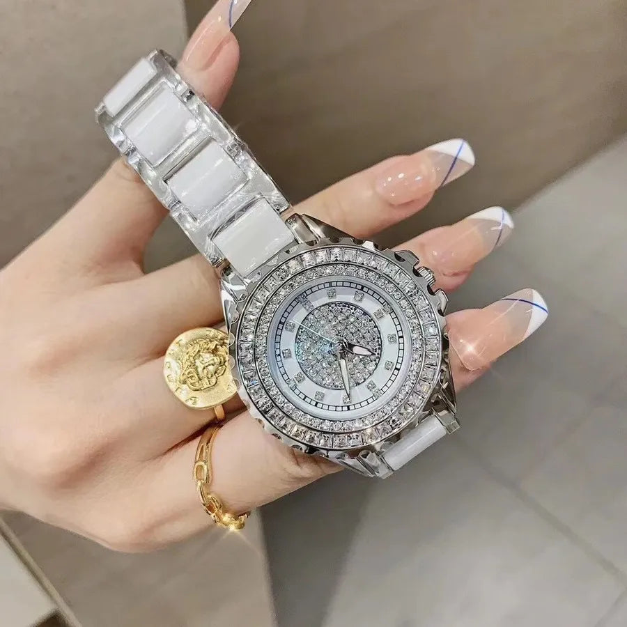 Shiny Solid Color Butterfly Double Snap Quartz Watch Women's Watches