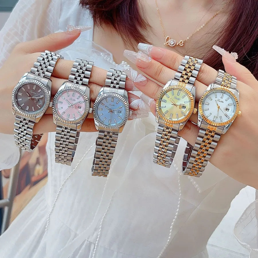 Casual Simple Style Commute Round Butterfly Double Snap Quartz Watch