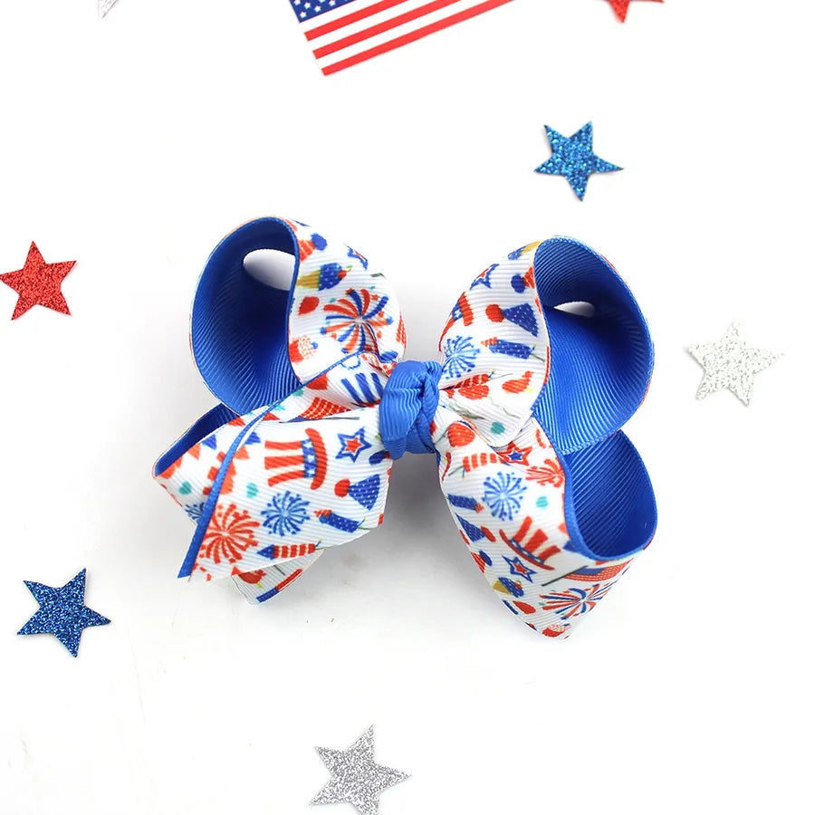 Independence Day Hairpin American Flag Bow Hair Accessories Children Girl Cute Headwear Patriotic Hairpin