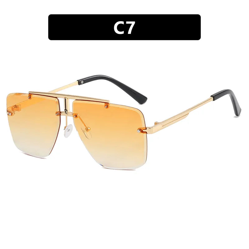 Hip-Hop Punk Streetwear Gradient Color Pc Polygon Frameless Men's Sunglasses