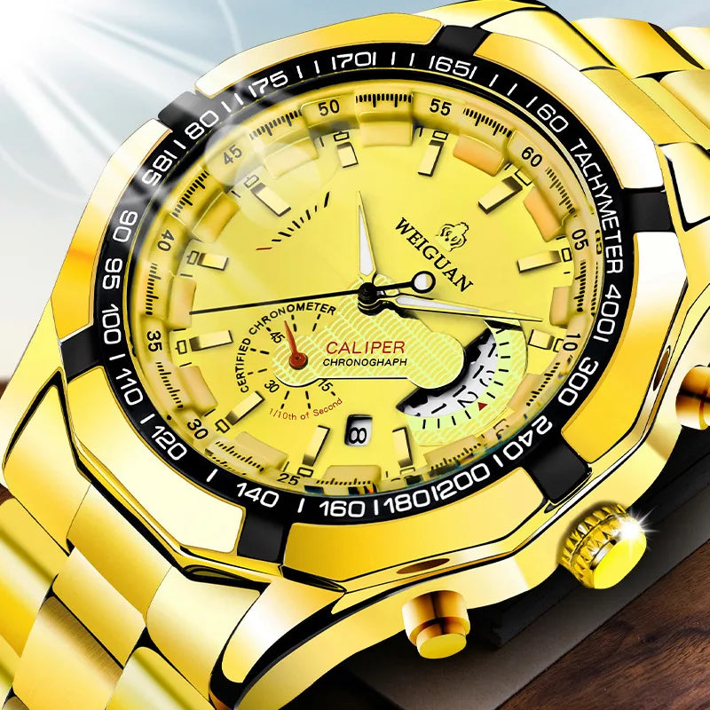 casual geometric single folding buckle quartz men's watches