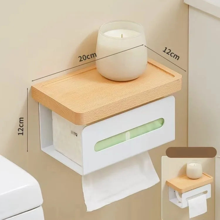 Classical Solid Color Wood Aluminium Alloy Tissue Holder