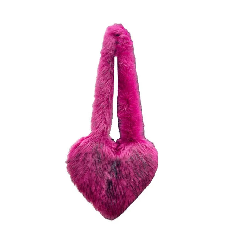 women's large winter plush polyester streetwear shoulder bag