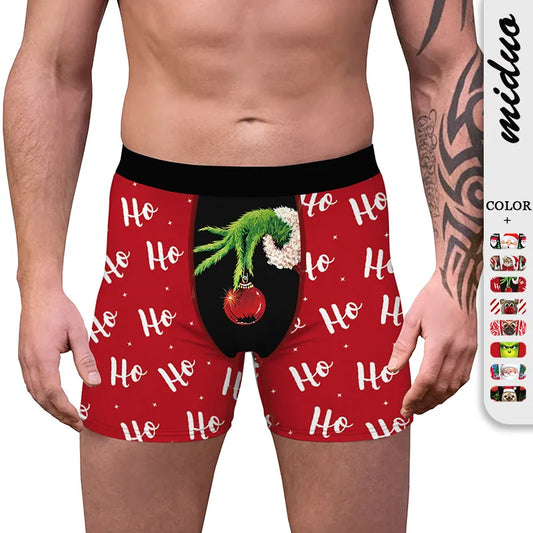Spot wholesale Christmas digital printing men's sexy underwear comfortable breathable boxers stretch shaped pants