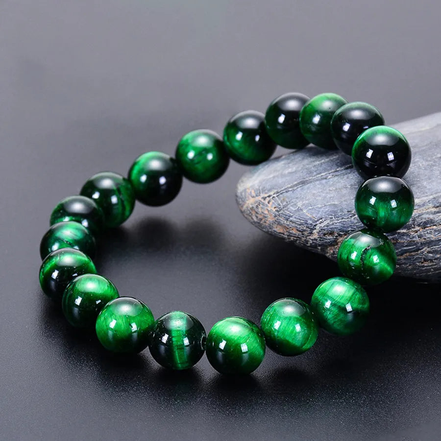 explosions 4-10mm green tiger eye bracelet simple elastic rope solid color beaded bracelet factory wholesale bracelet