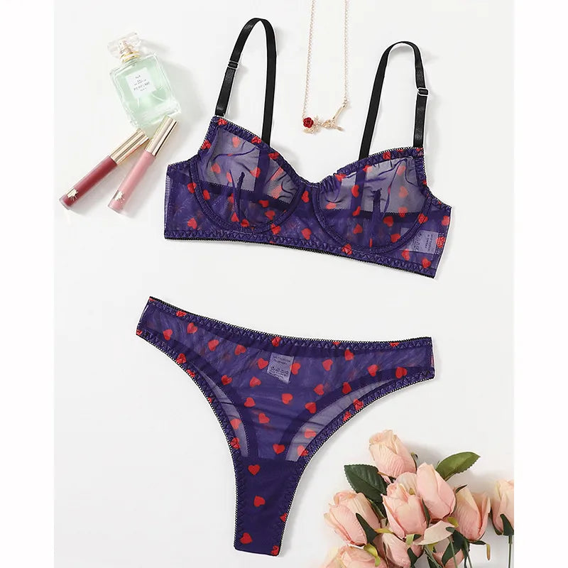 Women's Sweet Heart Shape Sexy Lingerie Sets Indoor Home Sexy Lingerie