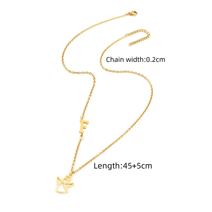 Wholesale Jewelry Elegant Simple Style Classic Style Angel Letter 201 Stainless Steel 304 Stainless Steel Copper cable chain Pendant Necklace