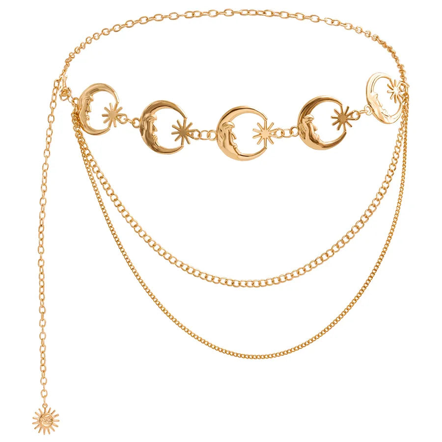 Foreign trade atmosphere metal pendant waist chain women's accessories new fashion hot girl body chain dress belt chain