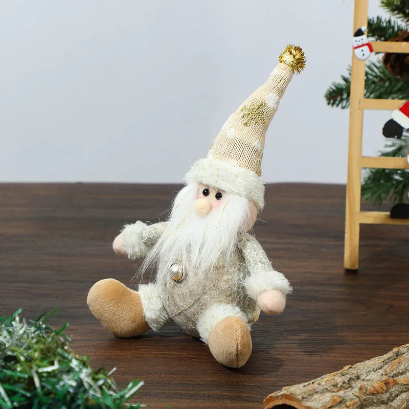 Christmas Decorations Knitted Foam Dolls Snowman Skiing Santa Claus Window Display Ornaments Festive Country New Style