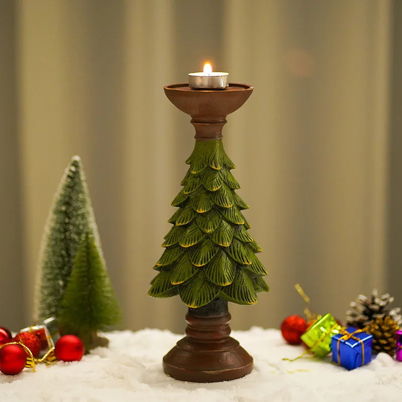 Christmas Retro Christmas Tree Bear Resin Indoor Party Festival candlestick
