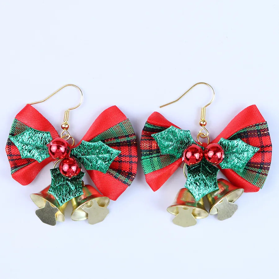 Mini Christmas Bell Butterfly Knot Cotton Fabric Earrings Women's Sweet Creative Festive Jewelry Animal Zodiac Design