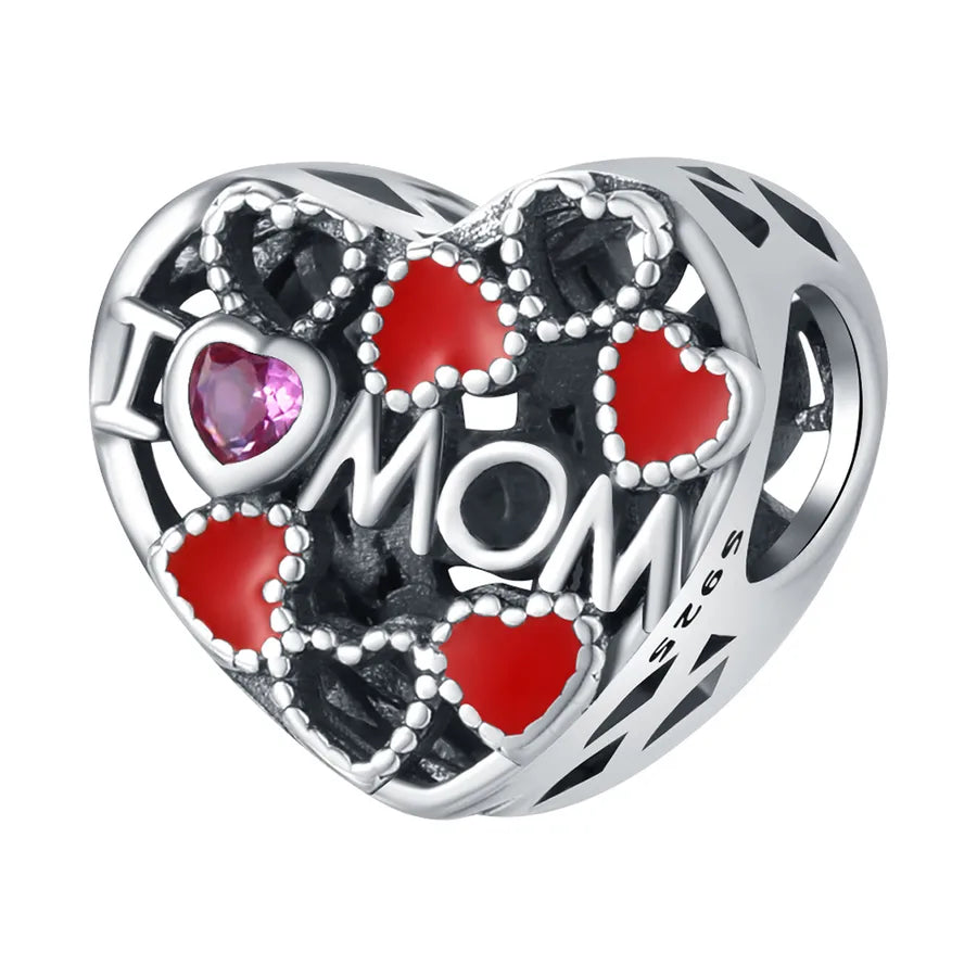 1 Piece 23*14mm 925 Sterling Silver Letter Heart Shape Pendant Beads Jewelry Accessories