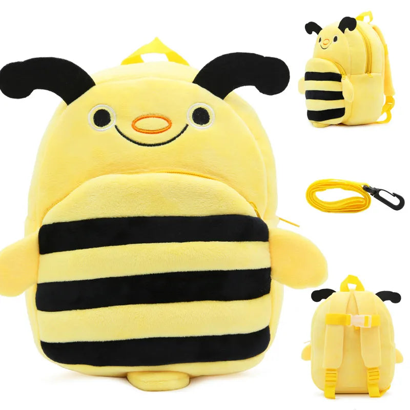 Unisex Small Plush Animal Cartoon Cute Square Zipper Fashion Backpack
