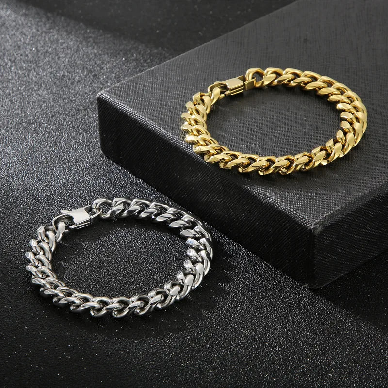 online influencer same style one piece dropshipping european and american fashion minimalist electroplated encrypted titanium steel men's bracelet necklace