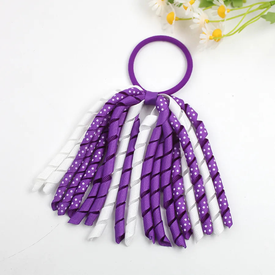 explosions girls' hair accessories wave point printing roll belt head rope rubber band children's accessories long ponytail hair accessories wholesale