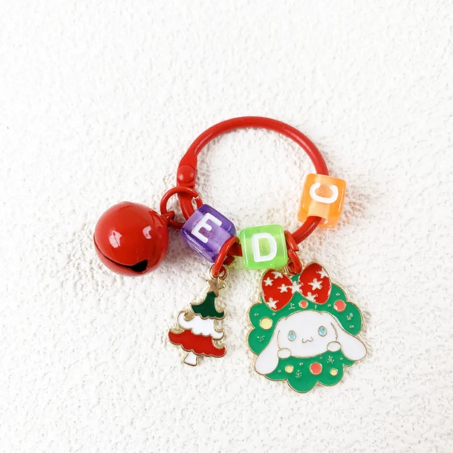 Creative Metal Santa Claus Keychain Christmas Themed Cartoon Small Tag Pendant Couple's Bag Accessory Unique Gift