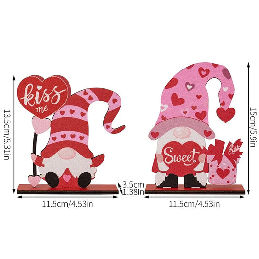 Valentine'S Day Cute Heart Shape Plywood Indoor Date Ornaments Rudolph Doll Decorations Table Decoration