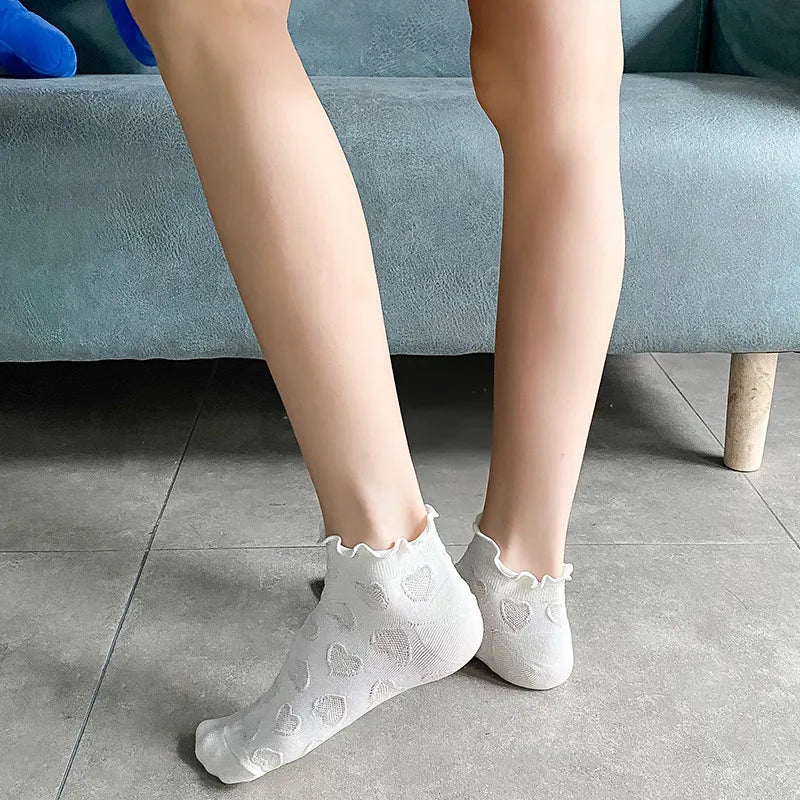 women's fashion heart shape cotton jacquard ankle socks a pair