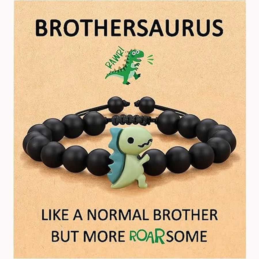 Fashionable Natural Stone Dinosaur Beads Bracelet For Back-To-School Graduation Birthday Gifts For Son Grandson Nephew Brother