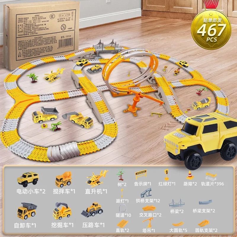 explosions children's educational toy car wholesale stall economic DIY electric rail car toy stall dealer