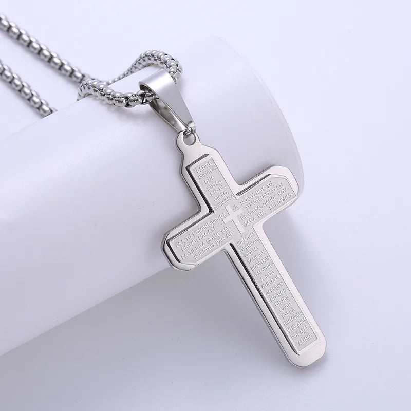 1 piece hip-hop cross stainless steel plating 18k gold plated men's pendant necklace