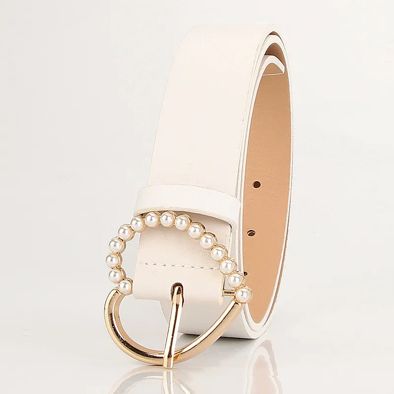 Simple Style Solid Color Imitation Leather Alloy Women's Leather Belts