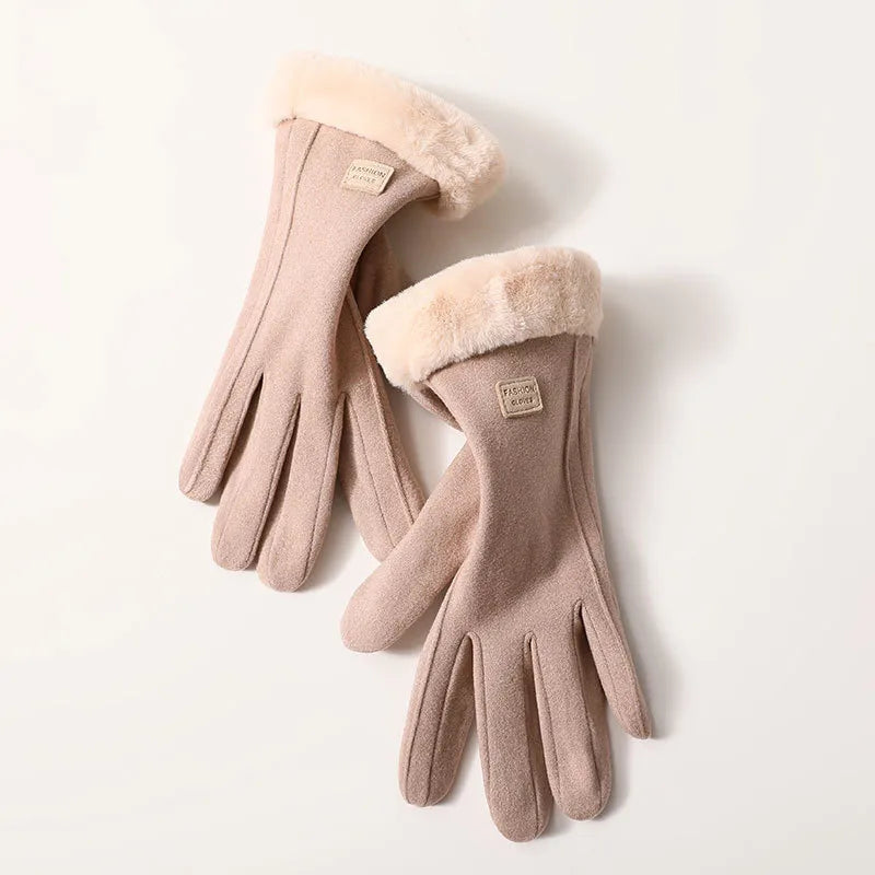women's fashion solid color velvet polyester gloves 1 pair