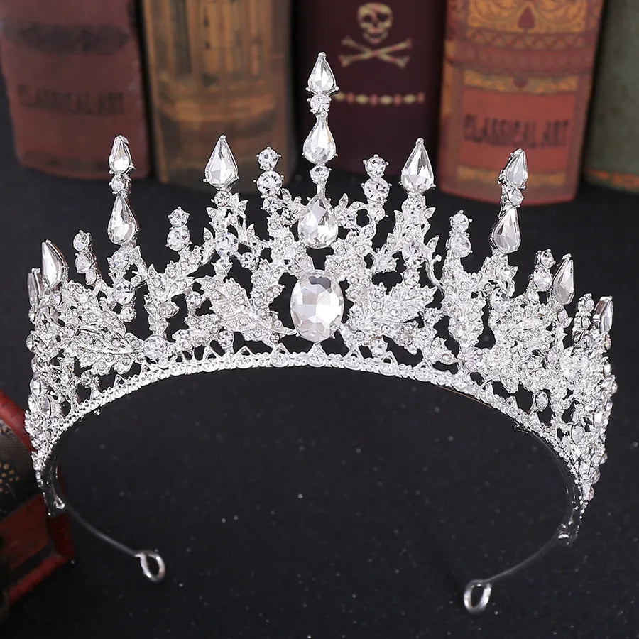 elegant oval crown alloy rhinestone inlay artificial crystal crown 1 piece