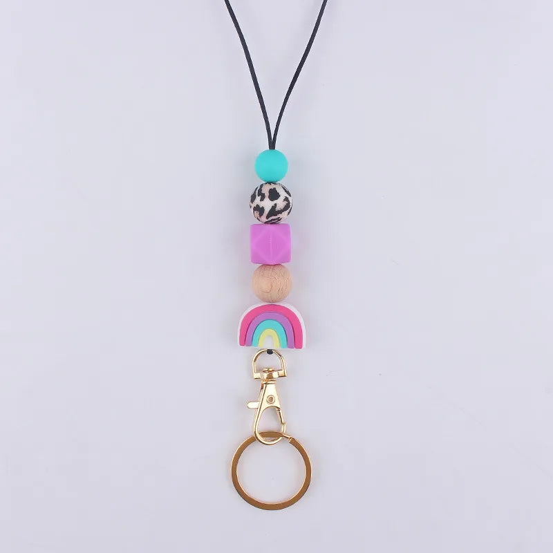 casual geometric silica gel rope keychain