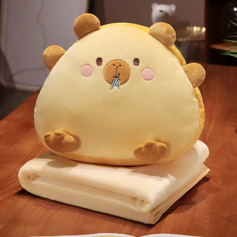 Cute Capybara Three-in-One Pillow Air Conditioned Blanket Naptime Sofa Cushion Women's Style Cartoon Anime Design Company Logo