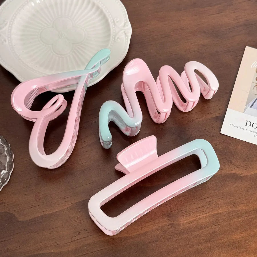 Dove Elegant Green Pink Gradient Shark Hair Clip Women's Luxury Sensation Headwear Perfect for Updos and Ponytails