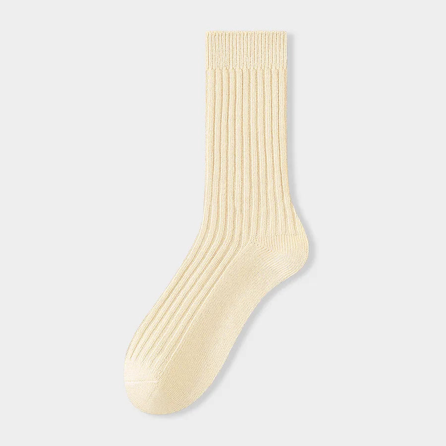 Vacation Simple Style Men's Solid Color Cotton Crew Socks A Pair