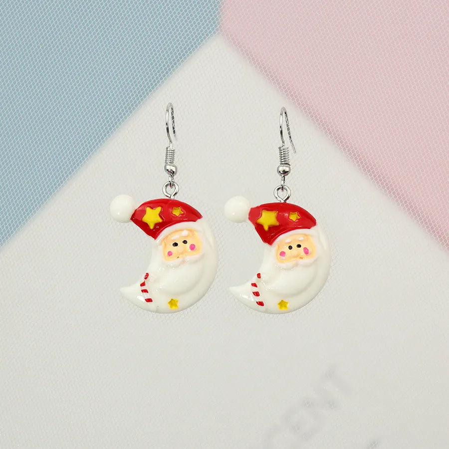 Resin Santa Claus Star Moon Earrings Christmas Series Winter Gifts Unique Design Animal Zodiac Personality Jewelry Accessories