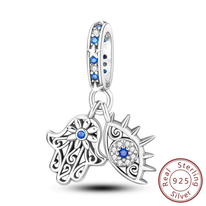 1 Piece 20.3*13.9mm 925 Sterling Silver Zircon Infinity Moon Pendant Beads Jewelry Accessories