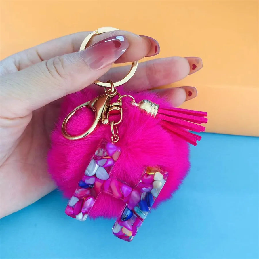 Simple Style Commute Letter Hairball Resin Unisex Bag Pendant Keychain