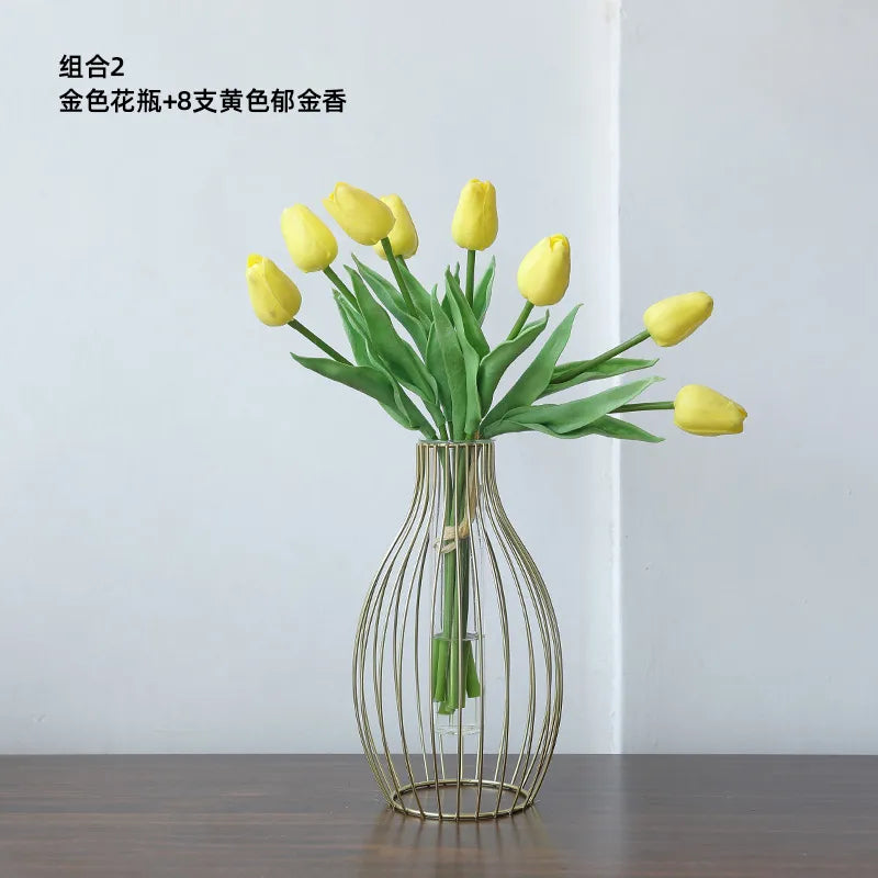Simple Style Irregular Iron Vase Artificial Decorations