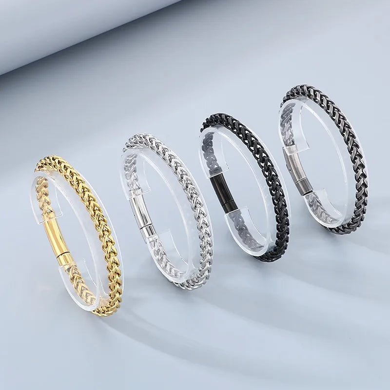 Vintage Style Geometric 304 Stainless Steel 18K Gold Plated Men's Bracelets Men Chain Bracelets