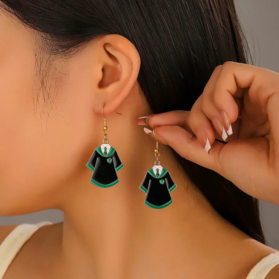 Fashionable Red Blue Green Drop Oil Ear Hooks Alloy Jewelry Earrings New Arrival Street Style Weekend Travel Graduation Stage