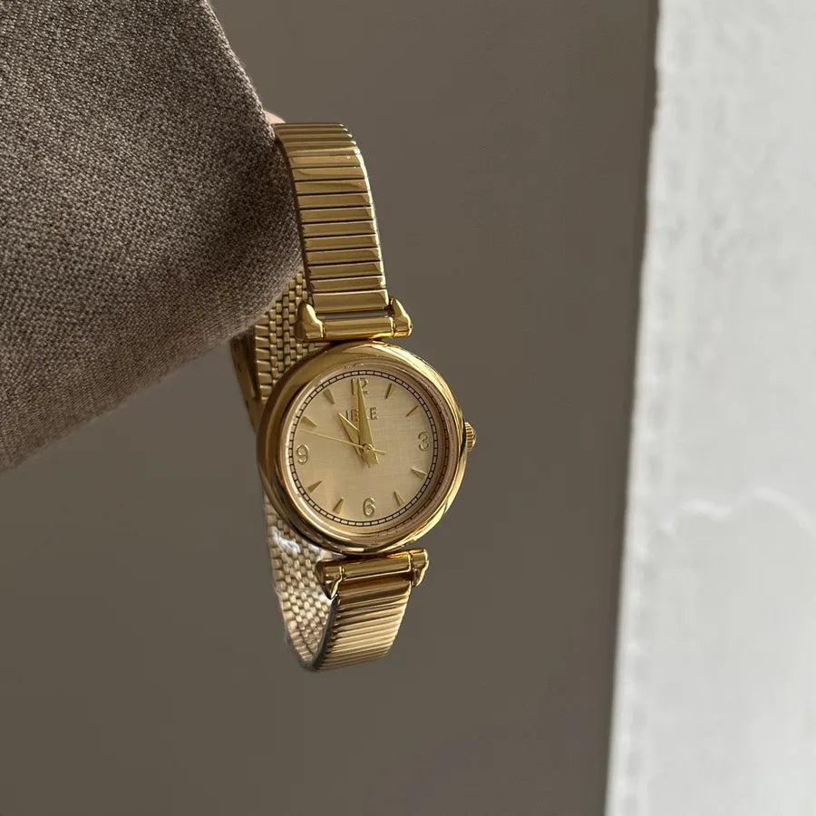 Casual Luxurious Simple Style Round Solid Color Single Folding Buckle Buckle Quartz Watch