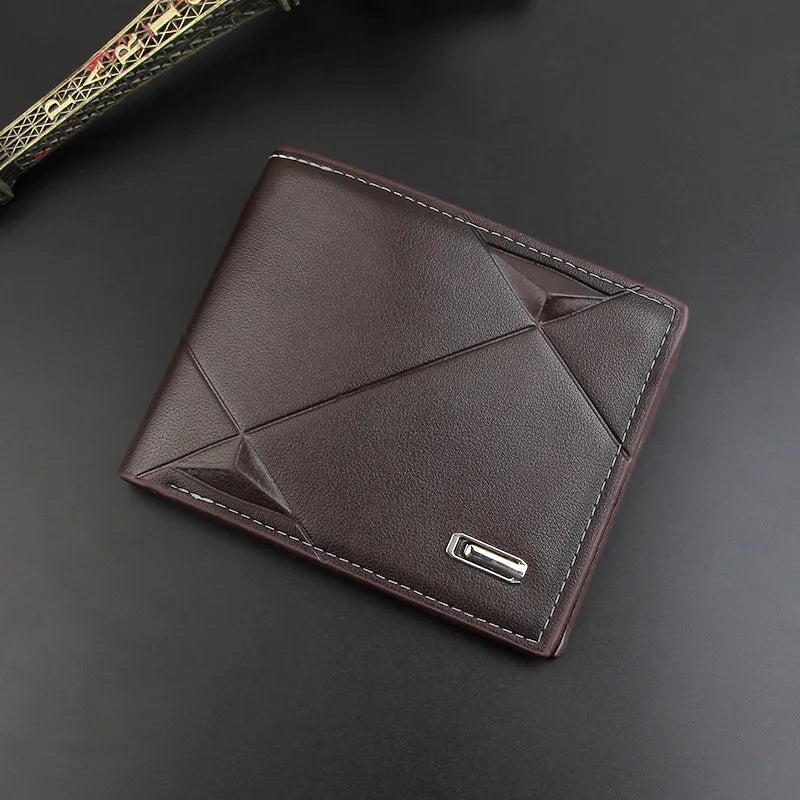 men's stripe pu leather open wallets