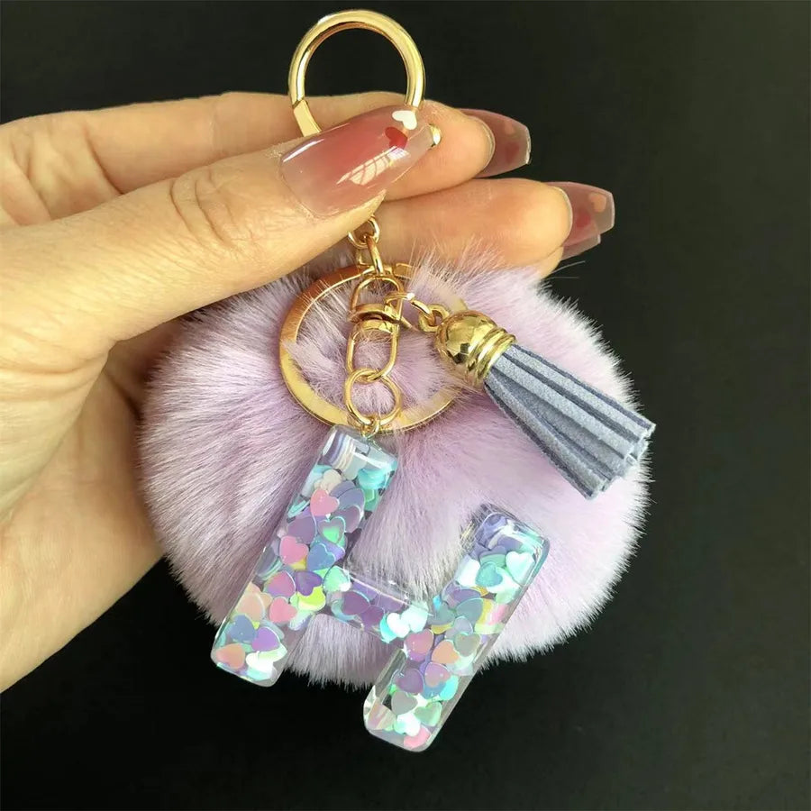 Cute Simple Style Letter Hairball Resin Unisex Bag Pendant Keychain