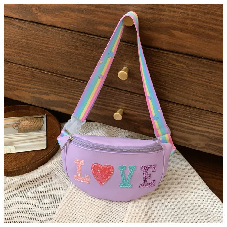 Children's Bag High-value Cute Sequin Baby's Western-style Chest Bag Girls' Colorful Lightweight Crossbody Bag PU Waist Bag