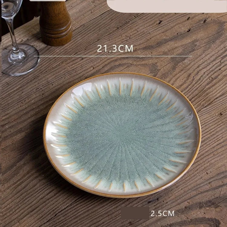 Retro Solid Color Flower ceramics Tableware 1 Piece