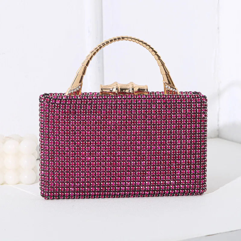 Silver Black Red Pu Leather Solid Color Square Evening Bags